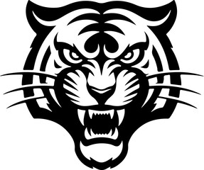 tiger head illustration isolated on white background. Images for logo, label, emblem. Vector illustration.