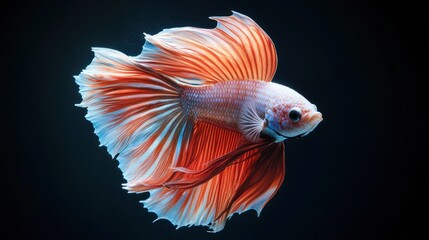 Orange and White Betta Fish with Flowing Fins