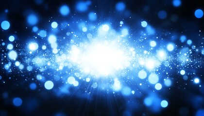 Fototapeta premium Abstract dark blue background with glowing particles, a dynamic and vibrant digital illustration.