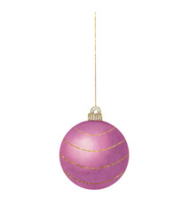 Hand-painted watercolor Christmas ball with gold accents