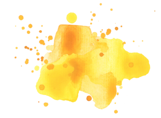 PNG Ink watercolor hand drawn drop painting blot. Wet yellow, orange color texture brushstroke stain on transparent background.