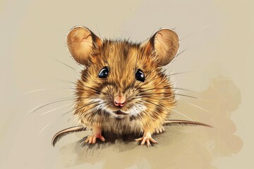 A small brown mouse sitting on a table, perfect for illustration or design use