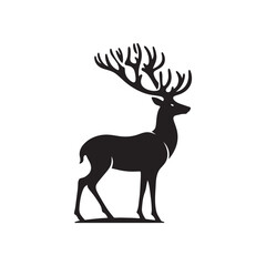 Deer vector style with silhouette