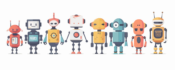Fototapeta premium Toy androids on a white background. Vector flat minimalistic isolated illustration.