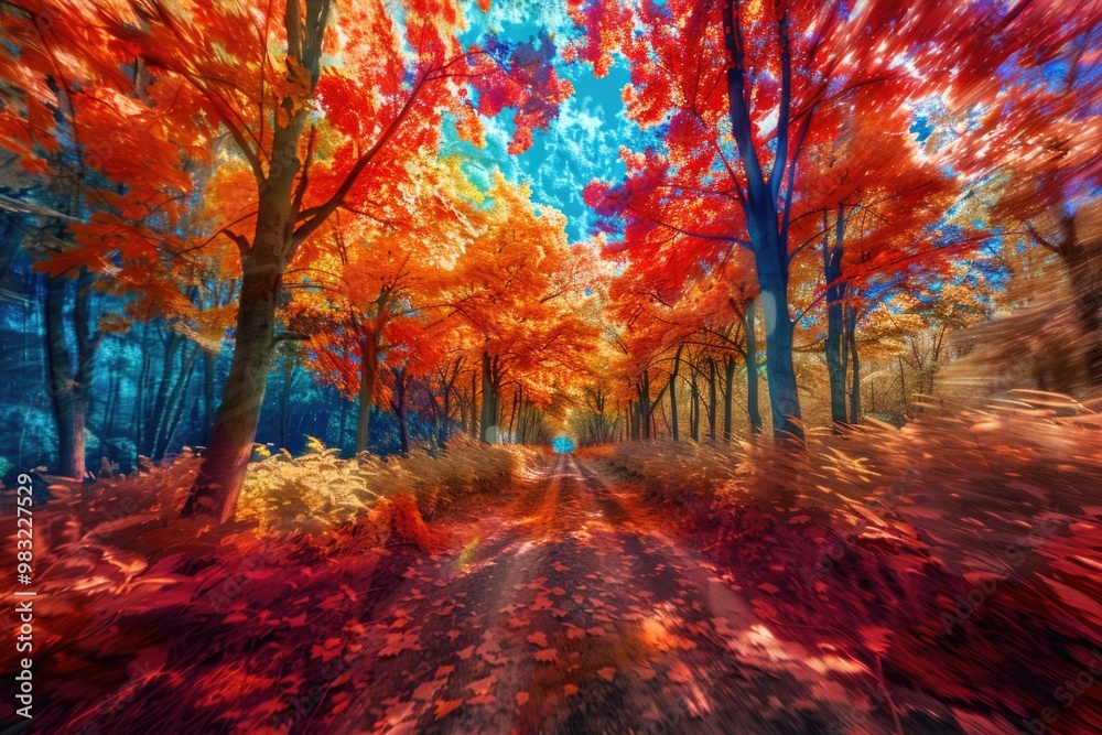 Poster A scenic image of a winding path through a dense forest