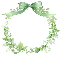Fototapeta premium PNG Elegant green floral wreath illustration