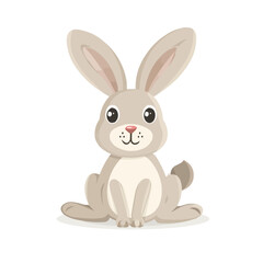 Obraz premium Cute bunny icon flat on white isolated background, vector design.