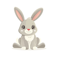Obraz premium Cute bunny icon flat on white isolated background, vector design.