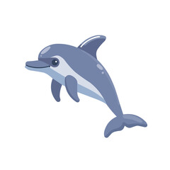 Fototapeta premium Cute dolphin icon flat on white isolated background, vector design.