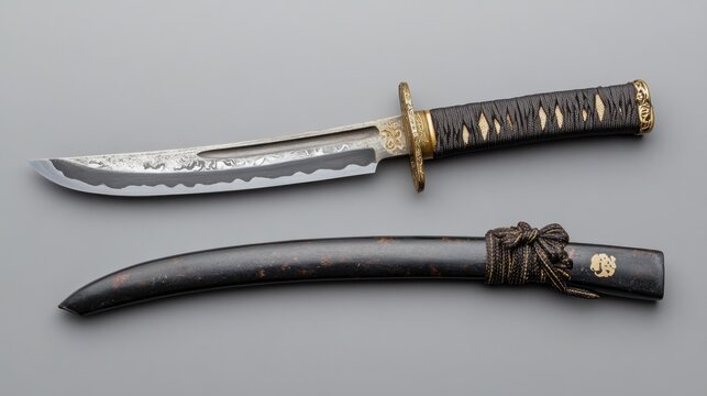 Japanese Tanto Knife with Intricate Details