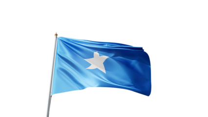 flag of somalia on a transparent background, waving in the wind, symbol of somalian people, african country, tall flagpole, no background, transparent png