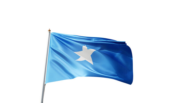 flag of somalia on a transparent background, waving in the wind, symbol of somalian people, african country, tall flagpole, no background, transparent png