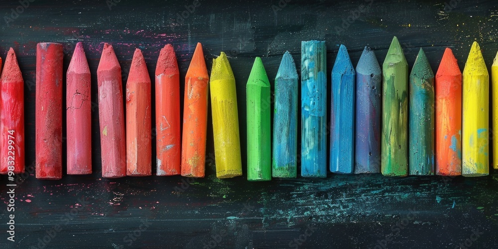 Poster A collection of vibrant crayons arranged side by side