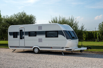 caravan parked on the edge of the road