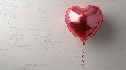 A Shiny Red HeartShaped Balloon Set Against a Crisp White Background for a Vibrant Look