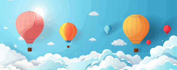 Obraz premium Colorful hot air balloons floating in the sky Vector flat minimalistic isolated illustration
