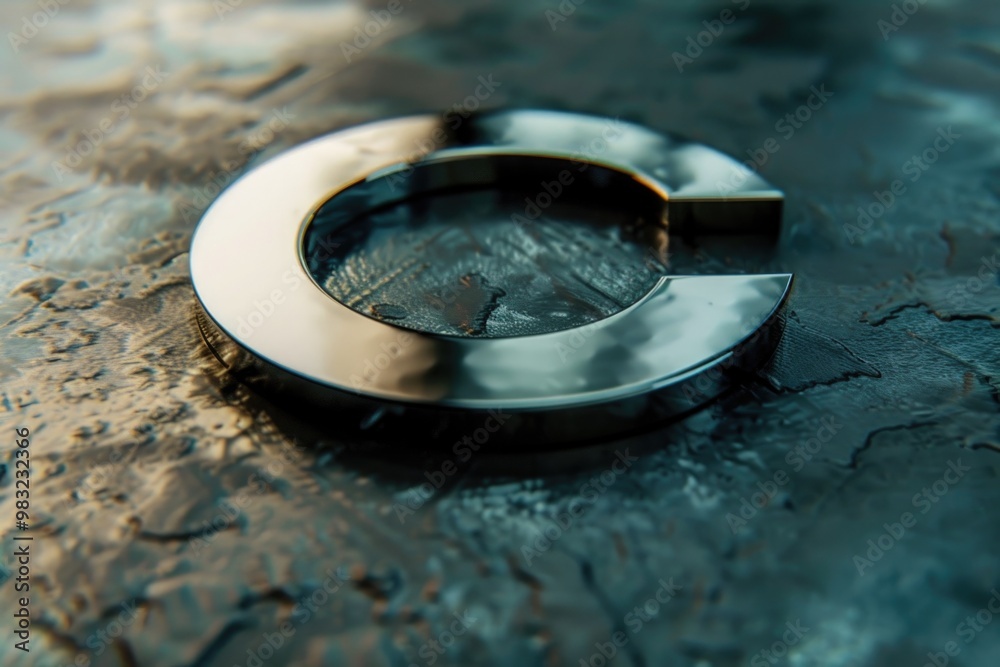 Poster close-up shot of a metal object lying on a surface, great for industrial or technical use