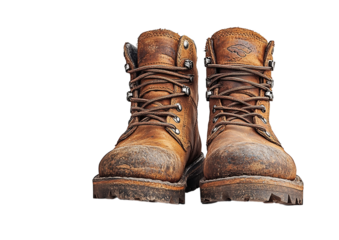 Worn hiking boots.