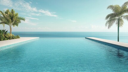 Fototapeta premium Tranquil indoor pool area with natural light and blue tiles creating a serene atmosphere