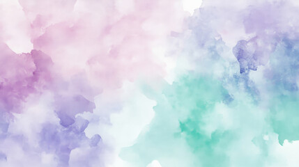 Soft pastel watercolor abstract background in shades of lavender, mint green, and blush pink, with smooth blending and subtle gradients.