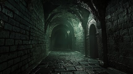 Enigmatic 3D Dungeon: Ancient Walls and Dripping Water Echoes