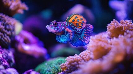 Obraz premium Mandarin Dragonet in Coral Reef