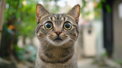 Obraz premium Surprised Tabby Cat with Big Eyes