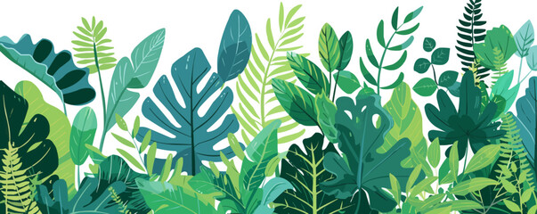 Dense forest foliage assortment, Vector flat minimalistic isolated illustration