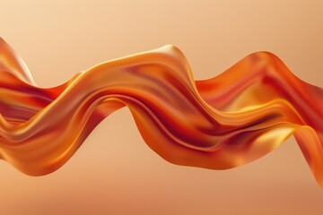 Obraz premium A vibrant orange flowing fabric against a neutral beige background, great for use in fashion or textiles context