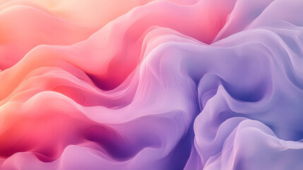 Obraz premium Soft pastel fluid waves of coral and lavender blending smoothly together, creating a calming, abstract background.