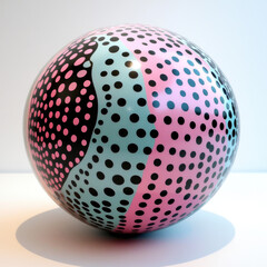 This colorful 3D sphere uses a mix of pink and black dots to create a cool optical illusion. It's a great choice for adding a modern touch to designs.