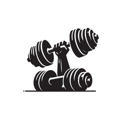 Vector Dumbbells Silhouette Set , Black and White Dumbbells Silhouettes, Dumbbell Silhouettes 