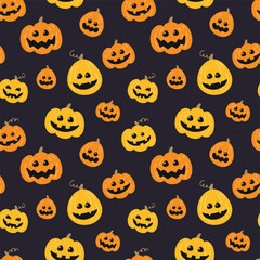 Cute Halloween seamless pattern with pumpkins. Background design. Vector illustration