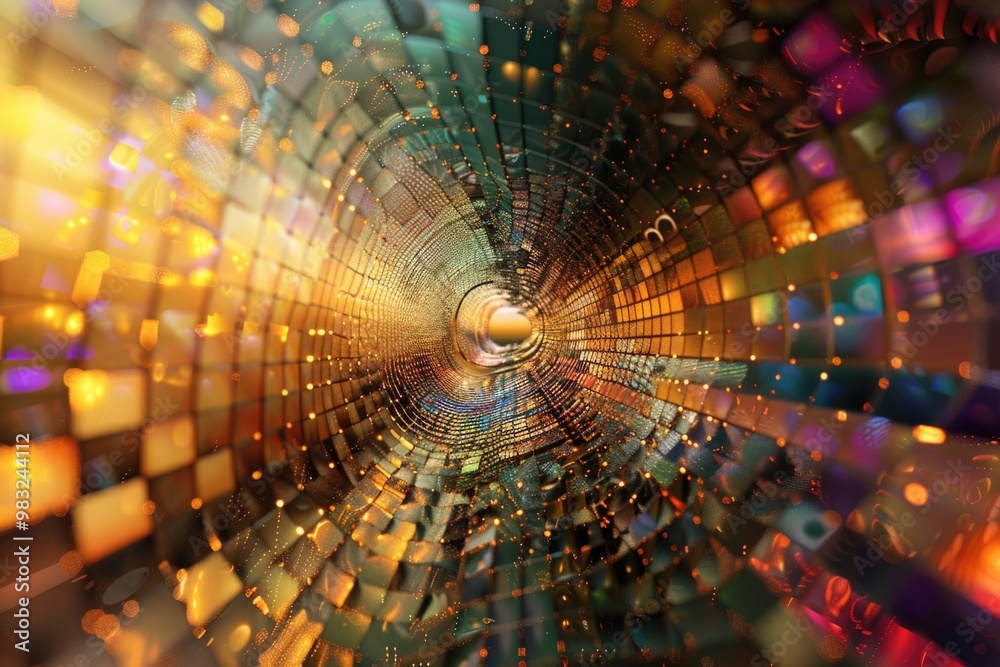 Poster abstract image of a spiral tunnel