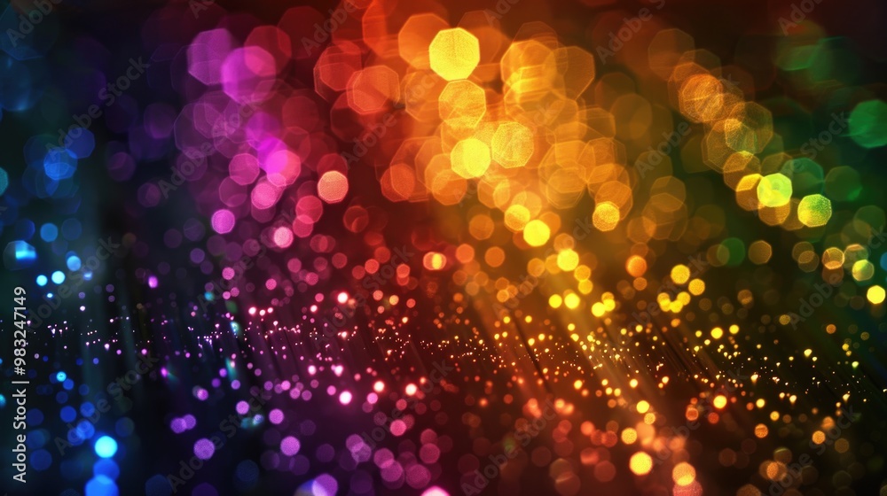 Poster a colorful background with various lights and shapes, great for decorative purposes or as a creative