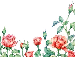 Obraz premium Watercolor illustration of roses perfect for a romantic Valentine's Day card design