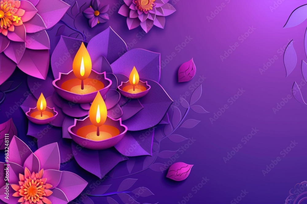 Aufkleber a collection of candles placed on a deep purple surface, perfect for use in editorial or commercial 