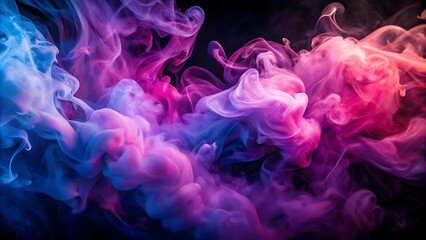 Fototapeta premium Abstract Pink and Purple Smoke Swirling on a Dark Canvas, Evoking a Sense of Mystery, Imagination, and Creative Wonder