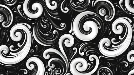 Abstract black and white continuous line art seamless pattern for modern and artistic design projects