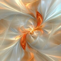 Fiery Abstract Swirl Sparkling Elements on Fiery Orange and Gold ,3D Fractal Background.
