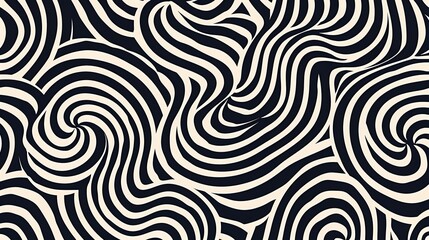 Abstract black and white continuous line art seamless pattern for modern and artistic design projects