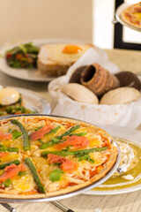 Artisan Pizza with Asparagus and Smoked Salmon