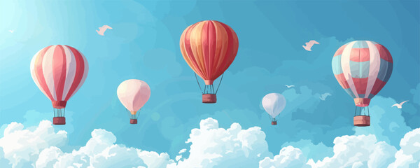 Naklejka premium Colorful hot air balloons floating in the sky Vector flat minimalistic isolated illustration