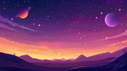 starry vector space background - cute flat style template with stars in outer space