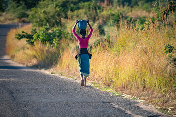 Fototapeta premium woman walking on the street. 