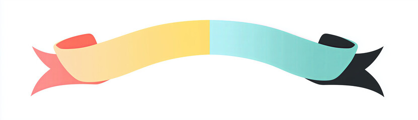 Multicolor Ribbon Banner Design on White Background with Copy Space
