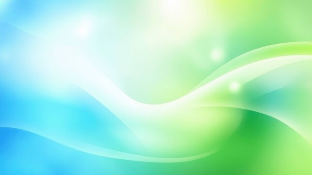 A vibrant abstract background featuring flowing blue and green curves with a soft, glowing center