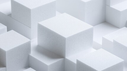 Obraz premium A close-up of a repeating pattern of white cubes with textured surfaces