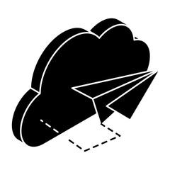 Premium design icon of cloud paper plane