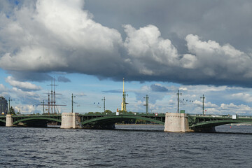 Tuchkov Bridge, bascule bridge across Little Neva (distributary of Neva river) in Saint Petersburg,...